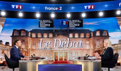Emmanuel Macron y Marine Le Pen, en el debate. Photo: Ludovic Marin/AFP/dpa