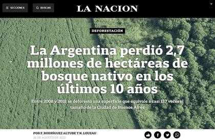 En 10 años. Se deforestó una superficie mayor a 137 ciudades de Buenos Aires. Una producción de LN Data liderada por Florencia Rodríguez Altube, Natalia Louzau y equipo del área de edición visual