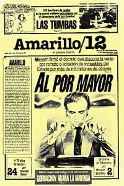 En 1992, el presidente Carlos Menem dijo que Lanata, desde Página/12, hacía "periodismo amarillo". Al día siguiente, el diario se imprimió en el papel de las páginas amarillas con el nombre "Amarillo/12"