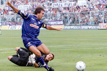 En 1997, goleador con la Fiorentina.