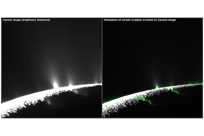 En 2005, la sonda Cassini descubrió que los criovolcanes cercanos al polo sur de Encélado expulsaban al espacio chorros de vapor de agua y otras sustancias volátiles