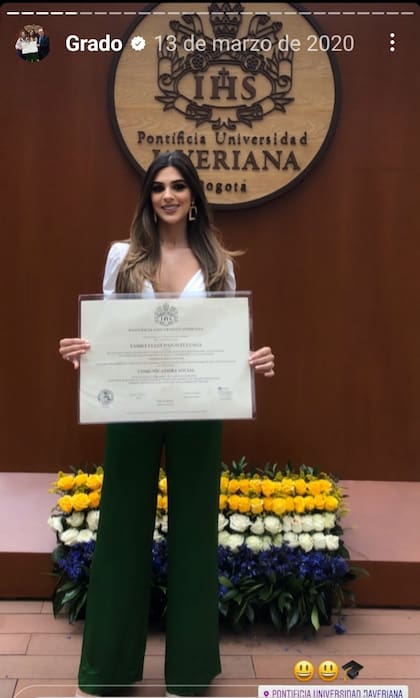 En 2020 Yamile se graduó en la Pontificia Universidad Javeriana de Bogotá
