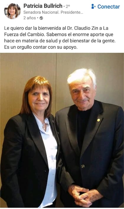 En 2023, Patricia Bullrich anunció que Claudio Zin se sumaba a su equipo La Fuerza del Cambio