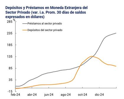 En 2024 el crédito en dólares creció un 212% interanual, con un aumento del 16,8% en diciembre. La nueva regulación ampliará el acceso al financiamiento en moneda extranjera, aunque los bancos no podrán fondearlo con depósitos en dólares