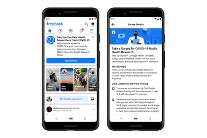 En abril Facebook promovió una encuesta voluntaria global sobre síntomoas del Covid-19 en su red social, en un trabajo desarrollado de forma conjunta con investigadores de la Universidad Carnegie Mellon