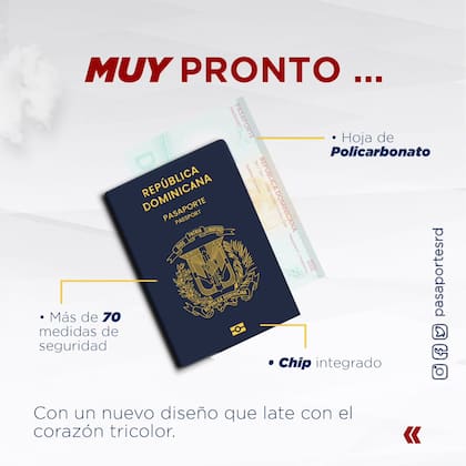 En agosto de 2025, la Dirección General de Pasaportes anunció que próximamente el pasaporte dominicano será actualizado con más medidas de seguridad (Facebook/Dirección General de Pasaportes)