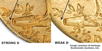 En algunos ejemplares, la marca de ceca estará más prominente y en otros apenas se podrá ver