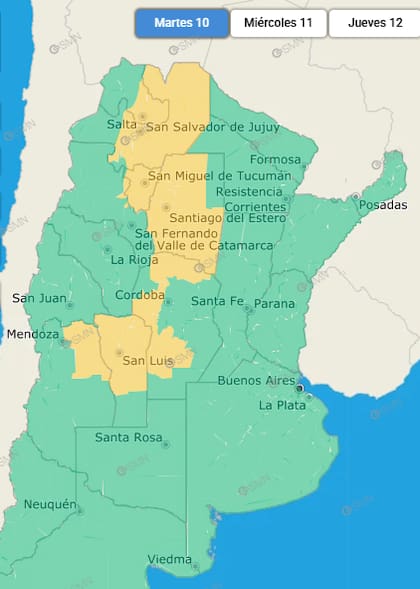 En amarillo, las zonas más afectadas