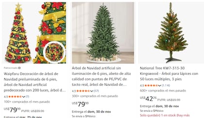 En Amazon, los árboles de Navidad cuestan desde US$40 hasta casi US$80, de acuerdo con el tamaño y las decoraciones extras (Amazon)
