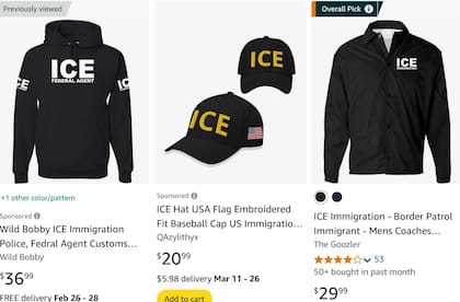 En Amazon se venden réplicas de los uniformes del ICE