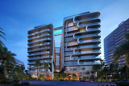 En ambos diseños, los dos bloques del edificio están separados por un hueco y unidos por una pileta en el piso más alto