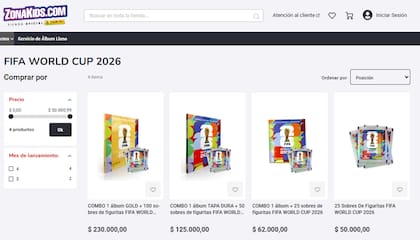 En Argentina, la tienda oficial de Panini se llama ZonaKids.com y tiene cuatro combos distintos a la venta