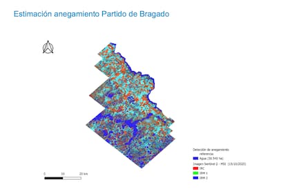 En Bragado, unas 50.540 hectáreas anegadas sobre un total de 219.900 hectáreas, lo que representa un 23,1% del territorio rural analizado