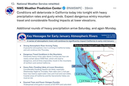 En California, las condiciones se deteriorarán progresivamente