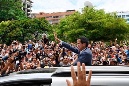El presidente encargado de Venezuela Juan Guaidó en una protesta opositora contra el gobierno chavista
