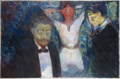 En "Celos" (1913), Munch pintó un triángulo amoroso 