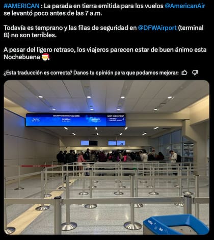 En el aeropuerto de Dallas Fort Worth, los problemas se resolvieron antes de las 7 AM, hora local, según la periodista de FOX4 @PaigEllenberger en X (antes Twitter)