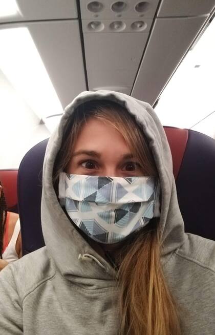 En el avión que la trasladó desde San Pablo hasta Porto Alegre.