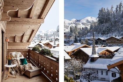 Chaise longue de teca con colchoneta tapizada en tela náutica Sunbrella.