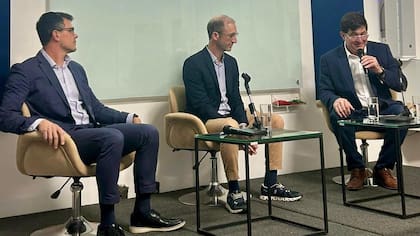 En el centro, Federico Trucco, en el panel donde estuvo con Alexandre García y la moderación de Gabriel Delgado (ICCA); el investigador de Embrapa, Eduardo Caierão, estuvo por Zoom