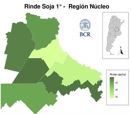 En el centro-sur de Santa Fe se destacan los 55 quintales por hectárea de Carlos Pellegrini, mientras que en Arequito los lotes muestran rindes de 60 a 65 qq/ha, con picos de hasta 70 qq/ha, reflejando el potencial productivo que logró sostenerse en algunas áreas