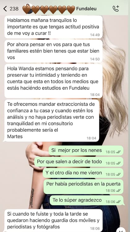 En el chat, Wanda Nara demostró cómo hasta el año pasado seguí en controles rutinarios para conocer el estado de su enfermedad