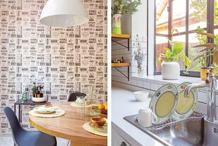 En el comedor diario, mesa y sillas (Binomio Home), individuales y servilletas (Natural Cosas Simples).