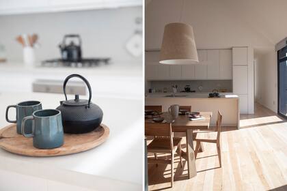 En el comedor, mesa y sillas de lapacho (La Base Studio) iluminadas por lámparas colgantes de Eugenio Aguirre.