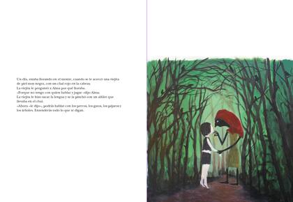 En el cuento dentro del cuento, una mujer le da a una niña la facultad de hablar con los animales