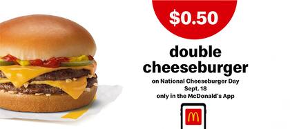 En el Día Nacional de la hamburguesa con queso, McDonald's ofrece su clásica double cheeseburger a solo US$0,50