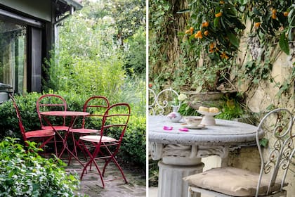 En el diseño de jardines pequeños, hasta los muebles pueden contribuir a crear un espacio acogedor.