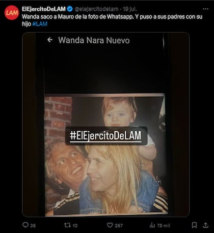 En El ejército de LAM mostraron la nueva foto de WhatsApp de Wanda Nara (Foto: X @elejercitodelam)