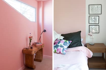 En el hall de distribución la elección por el rosa hace la diferencia. El mueble fue comprado en The Stock, la página de venta de usado que le solucionó la mudanza.