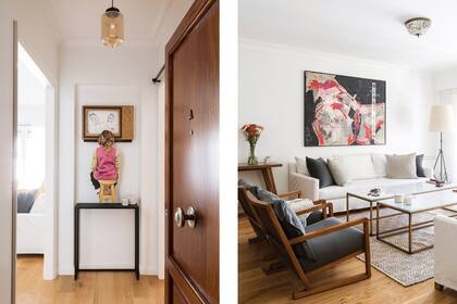 En el hall de entrada, Fantasías animadas (de ayer y de hoy) óleo sobre MDF de Julio Alan Lepez iluminada por una lámpara de Unik Light Design.