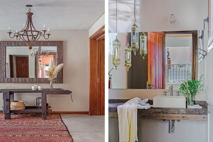 En el hall, mueble de Carpintería Cosas Viejas, de Manuel Montivero, y alfombra de colorido similar al de la fachada.