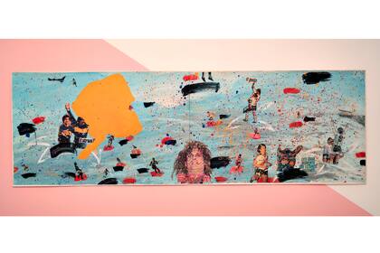 En el inventario de Londaibere, este collage aparece rotulado como “Díptico El Abrazo. El gesto” y está fechado en 1988