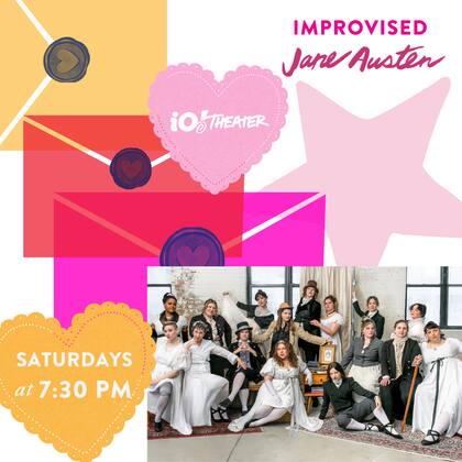 En el iO Theater, un elenco de comedia improvisa una comedia romántica de la era de la Regencia británica basada en las sugerencias del público, utilizando los tropos y el lenguaje de Jane Austen