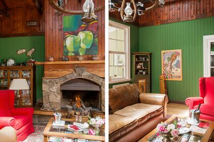 En el living se nota el estilo arquitectónico de los colonos galeses, en detalles como las ventanas con apertura en forma de guillotina, vidrios repartidos y la ornamentación en los contramarcos.