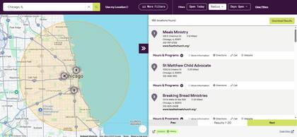 En el mapa de We Got You Illinois se muestran los bancos de alimentos que operan en Chicago (We Got You Illinois)