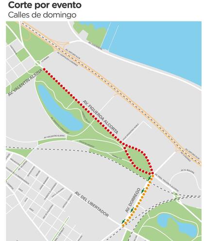 En el mapa se muestran los cortes de tránsito por el evento Calles de Domingo