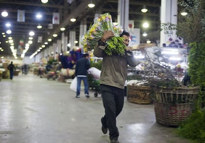 En el mercado de flores, donde durante la madrugada se comercializan las especies más demandadas