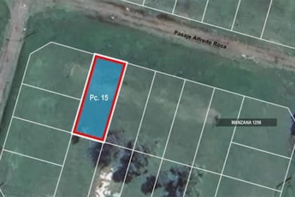 En el mismo pasaje, se encuentra la parcela 15, de 216 m2 que se subastará el 12 de junio a las 14.00