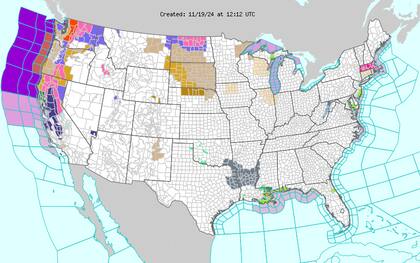En el noroeste del país se emitieron varias alertas por tormentas y congelamientos