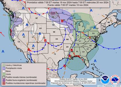 En el norte y oeste de Estados Unidos se esperan fuertes nevadas para este martes 19 de noviembre