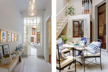 En la entrada, figuras esmaltadas en tonos fríos (María Marta Fasoli). Las herramientas de trabajo, en valija vintage (Feria Antigüedades Cosas Raras).