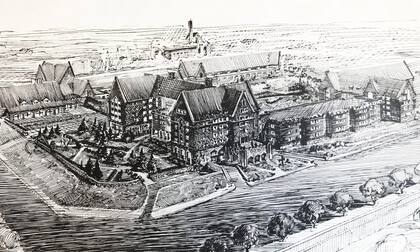 En el proyecto original de 1937, el desarrollo pensado por los arquitectos originales del San Rafael (De los Campos, Puente y Tournier) mostraba una construcción mucho más amplia que luego fue descartada