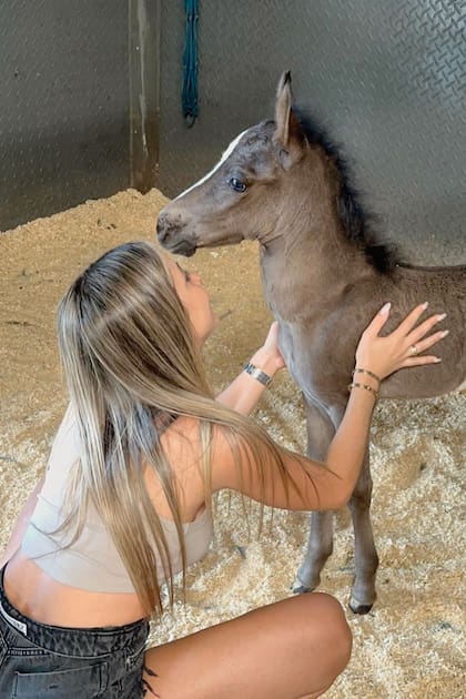 En el refugio para caballos, la influencer se enamoró de Coco, un potrillo que nació prematuro.