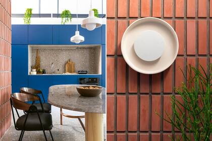 En el sector de servicio, olla de hierro (Erminda), tablas de madera (Vienede), objetos de cocina y dispenser de jabón (Philippa Deco Boutique). Horno (Florencia). Grifería 'Marbella' (Peirano).