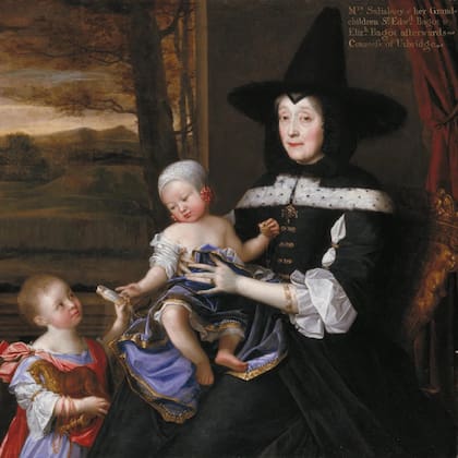 En el siglo XVII, los sombreros negros altos y puntiagudos estaban por todas partes, como se muestra aquí en el retrato de la señora Salesbury con sus nietos