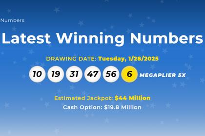 En el sorteo del pasado martes 28 de enero, los números ganadores fueron 10-19-31-47-56 y el 6 de la Mega Ball (Georgia Lottery)